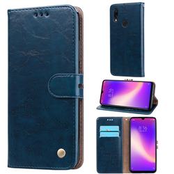Luxury Retro Oil Wax PU Leather Wallet Phone Case for Mi Xiaomi Redmi 7 - Sapphire