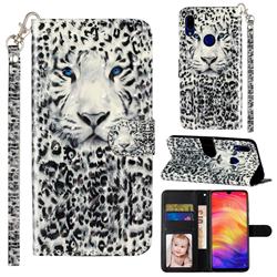 White Leopard 3D Leather Phone Holster Wallet Case for Mi Xiaomi Redmi 7