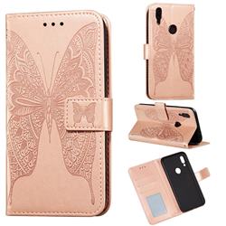 Intricate Embossing Vivid Butterfly Leather Wallet Case for Mi Xiaomi Redmi 7 - Rose Gold