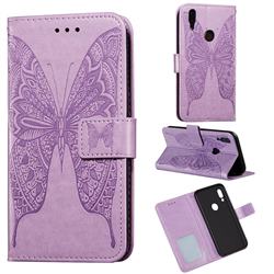 Intricate Embossing Vivid Butterfly Leather Wallet Case for Mi Xiaomi Redmi 7 - Purple