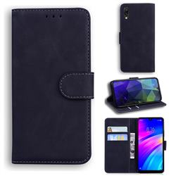 Retro Classic Skin Feel Leather Wallet Phone Case for Mi Xiaomi Redmi 7 - Black