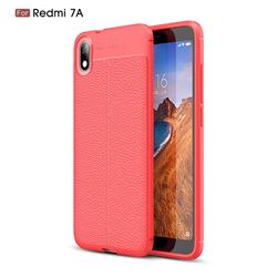Luxury Auto Focus Litchi Texture Silicone TPU Back Cover for Mi Xiaomi Redmi 7A - Red