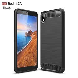 Luxury Carbon Fiber Brushed Wire Drawing Silicone TPU Back Cover for Mi Xiaomi Redmi 7A - Black