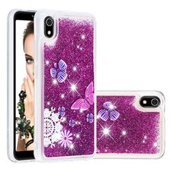 Purple Flower Butterfly Dynamic Liquid Glitter Quicksand Soft TPU Case for Mi Xiaomi Redmi 7A