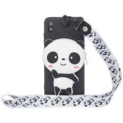 White Panda Neck Lanyard Zipper Wallet Silicone Case for Mi Xiaomi Redmi 7A
