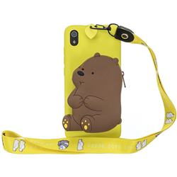 Yellow Bear Neck Lanyard Zipper Wallet Silicone Case for Mi Xiaomi Redmi 7A