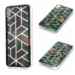 Green Rhombus Galvanized Rose Gold Marble Phone Back Cover for Mi Xiaomi Redmi 7A