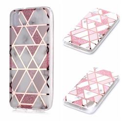 Pink Rhombus Galvanized Rose Gold Marble Phone Back Cover for Mi Xiaomi Redmi 7A
