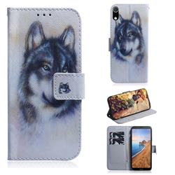 Snow Wolf PU Leather Wallet Case for Mi Xiaomi Redmi 7A