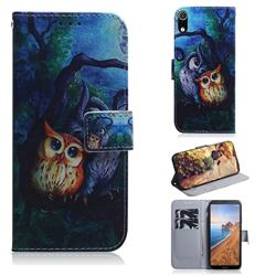 Oil Painting Owl PU Leather Wallet Case for Mi Xiaomi Redmi 7A