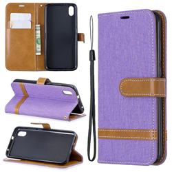 Jeans Cowboy Denim Leather Wallet Case for Mi Xiaomi Redmi 7A - Purple