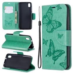 Embossing Double Butterfly Leather Wallet Case for Mi Xiaomi Redmi 7A - Green