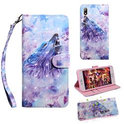 Roaring Wolf 3D Painted Leather Wallet Case for Mi Xiaomi Redmi 7A