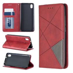 Prismatic Slim Magnetic Sucking Stitching Wallet Flip Cover for Mi Xiaomi Redmi 7A - Red