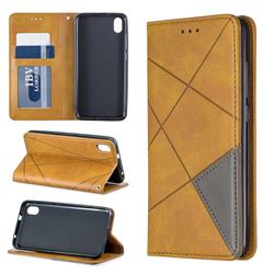 Prismatic Slim Magnetic Sucking Stitching Wallet Flip Cover for Mi Xiaomi Redmi 7A - Yellow