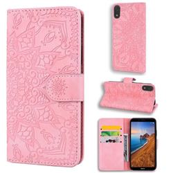 Retro Embossing Mandala Flower Leather Wallet Case for Mi Xiaomi Redmi 7A - Pink