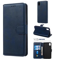 Retro Calf Matte Leather Wallet Phone Case for Mi Xiaomi Redmi 7A - Blue