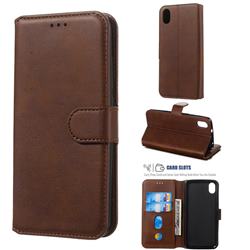 Retro Calf Matte Leather Wallet Phone Case for Mi Xiaomi Redmi 7A - Brown