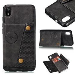 Retro Multifunction Card Slots Stand Leather Coated Phone Back Cover for Mi Xiaomi Redmi 7A - Black