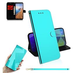 Shining Mirror Like Surface Leather Wallet Case for Mi Xiaomi Redmi 7A - Mint Green