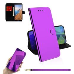 Shining Mirror Like Surface Leather Wallet Case for Mi Xiaomi Redmi 7A - Purple