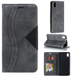 Retro S Streak Magnetic Leather Wallet Phone Case for Mi Xiaomi Redmi 7A - Gray