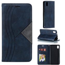Retro S Streak Magnetic Leather Wallet Phone Case for Mi Xiaomi Redmi 7A - Blue