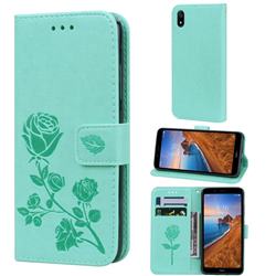 Embossing Rose Flower Leather Wallet Case for Mi Xiaomi Redmi 7A - Green
