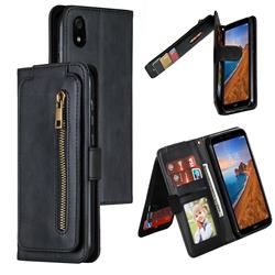Multifunction 9 Cards Leather Zipper Wallet Phone Case for Mi Xiaomi Redmi 7A - Black