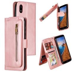 Multifunction 9 Cards Leather Zipper Wallet Phone Case for Mi Xiaomi Redmi 7A - Rose Gold