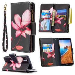 Lotus Flower Binfen Color BF03 Retro Zipper Leather Wallet Phone Case for Mi Xiaomi Redmi 7A
