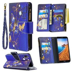 Purple Butterfly Binfen Color BF03 Retro Zipper Leather Wallet Phone Case for Mi Xiaomi Redmi 7A