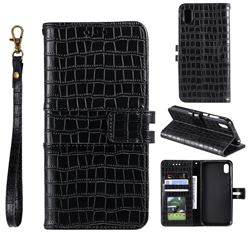 Luxury Crocodile Magnetic Leather Wallet Phone Case for Mi Xiaomi Redmi 7A - Black