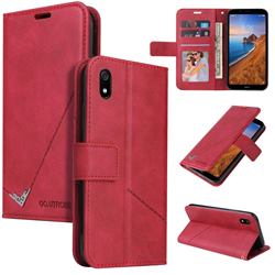 GQ.UTROBE Right Angle Silver Pendant Leather Wallet Phone Case for Mi Xiaomi Redmi 7A - Red