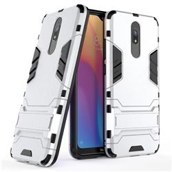Armor Premium Tactical Grip Kickstand Shockproof Dual Layer Rugged Hard Cover for Mi Xiaomi Redmi 8 - Silver