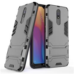Armor Premium Tactical Grip Kickstand Shockproof Dual Layer Rugged Hard Cover for Mi Xiaomi Redmi 8 - Gray