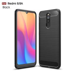 Luxury Carbon Fiber Brushed Wire Drawing Silicone TPU Back Cover for Mi Xiaomi Redmi 8 - Black