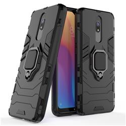 Black Panther Armor Metal Ring Grip Shockproof Dual Layer Rugged Hard Cover for Mi Xiaomi Redmi 8 - Black