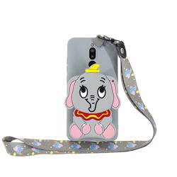 Gray Elephant Neck Lanyard Zipper Wallet Silicone Case for Mi Xiaomi Redmi 8