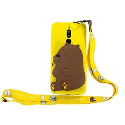 Yellow Bear Neck Lanyard Zipper Wallet Silicone Case for Mi Xiaomi Redmi 8
