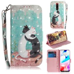 Black and White Cat 3D Painted Leather Wallet Phone Case for Mi Xiaomi Redmi 8