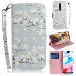 Magnolia Flower 3D Painted Leather Wallet Phone Case for Mi Xiaomi Redmi 8