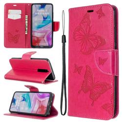Embossing Double Butterfly Leather Wallet Case for Mi Xiaomi Redmi 8 - Red