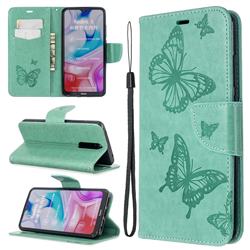 Embossing Double Butterfly Leather Wallet Case for Mi Xiaomi Redmi 8 - Green