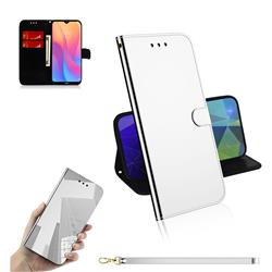 Shining Mirror Like Surface Leather Wallet Case for Mi Xiaomi Redmi 8 - Silver