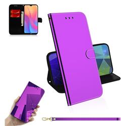 Shining Mirror Like Surface Leather Wallet Case for Mi Xiaomi Redmi 8 - Purple