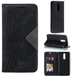 Retro S Streak Magnetic Leather Wallet Phone Case for Mi Xiaomi Redmi 8 - Black