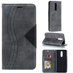 Retro S Streak Magnetic Leather Wallet Phone Case for Mi Xiaomi Redmi 8 - Gray