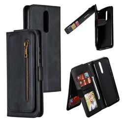 Multifunction 9 Cards Leather Zipper Wallet Phone Case for Mi Xiaomi Redmi 8 - Black