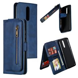 Multifunction 9 Cards Leather Zipper Wallet Phone Case for Mi Xiaomi Redmi 8 - Blue